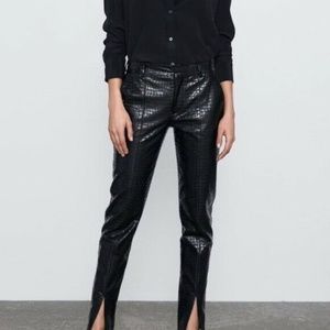 Leather Croc Patterned Pants